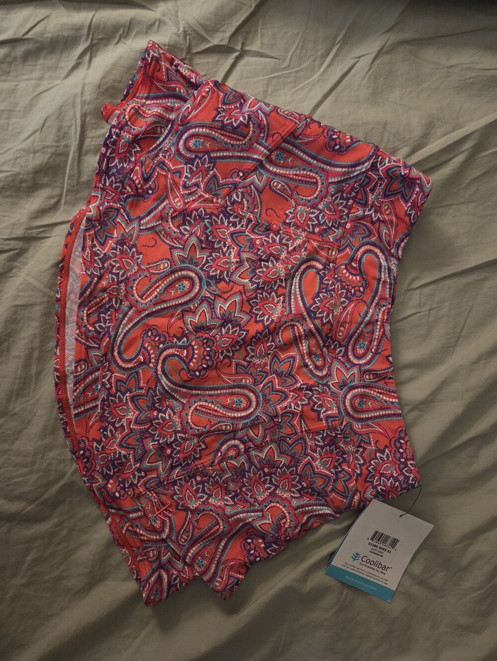 Coolibar Bright Coral Paisley Swim Bottoms